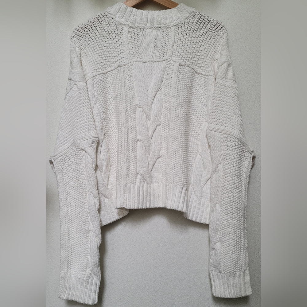 NWT Free People We The Free In A Daze Cable Knit Sweater In Optic White - Picture 3 of 14